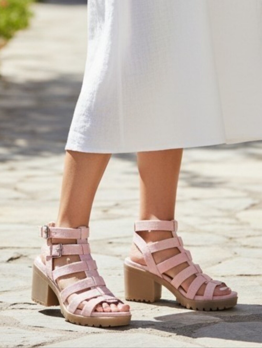 Dirty Laundry Blush Pink Strappy Block Heel Sandals